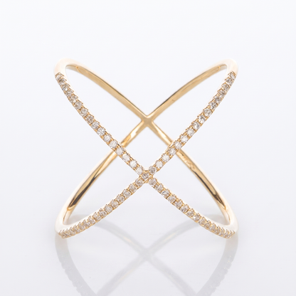 Sunoire unique fashion wholesale 925 sterling silver luxury minimalist x shape hollow out pave zircon ring fine jewelry rings for girls 01 flatlay 18k gold