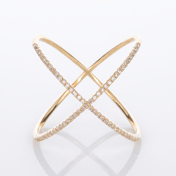 Sunoire unique fashion wholesale 925 sterling silver luxury minimalist x shape hollow out pave zircon ring fine jewelry rings for girls 01 flatlay 18k gold