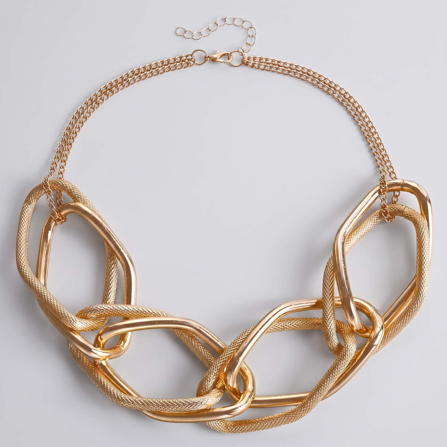 Sunoire geometric personality exaggerated chain hip hop necklace women s fashion cool choker fashion punk collarbone chain necklace 01 flatlay champagne gold