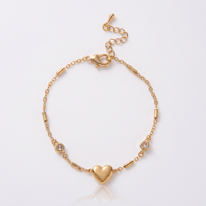 Sunoire fashion women s stainless steel bracelet bangles 18k gold plated jewelry heart cross zircon rhinestone bracelet for women 01 flatlay classic heart