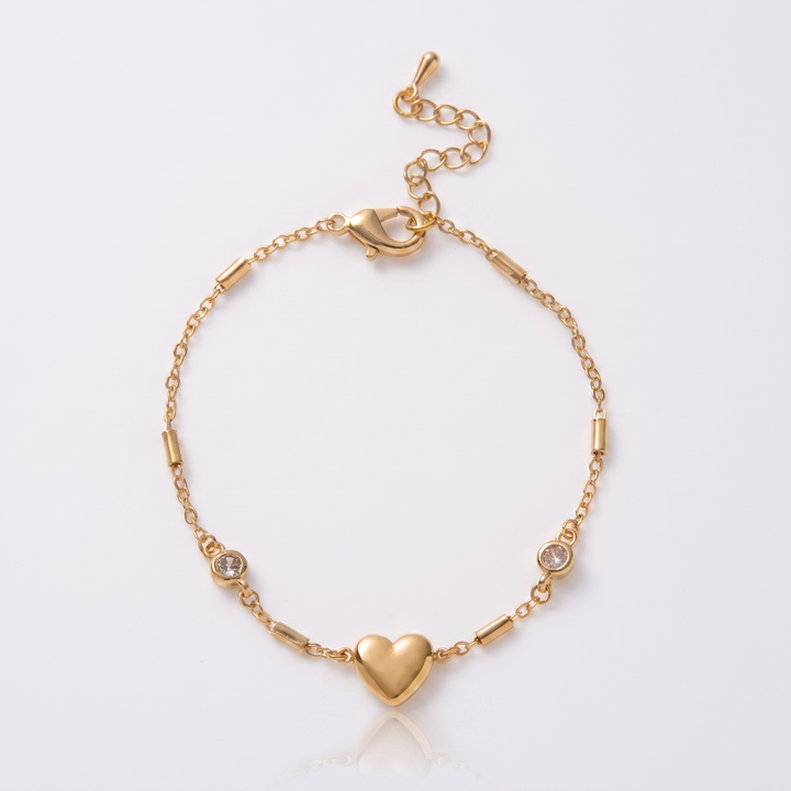 Sunoire fashion women s stainless steel bracelet bangles 18k gold plated jewelry heart cross zircon rhinestone bracelet for women 01 flatlay classic heart