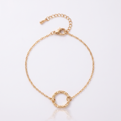 Sunoire emanco women trendy thin stainless steel bracelet minimalist chain women adjustable length bracelet dropshipping 01 flatlay gold circle