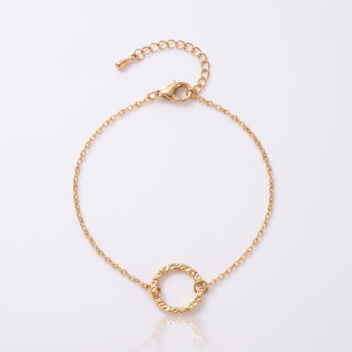 Sunoire emanco women trendy thin stainless steel bracelet minimalist chain women adjustable length bracelet dropshipping 01 flatlay gold circle