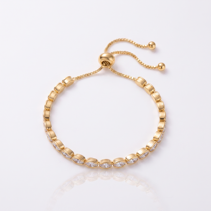 Sunoire women s tennis bracelet 4 mm 5 mm crystal cz iced cubic zirconia square tennis chain fashionable gold plated featuring pearls 01 flatlay gold oval