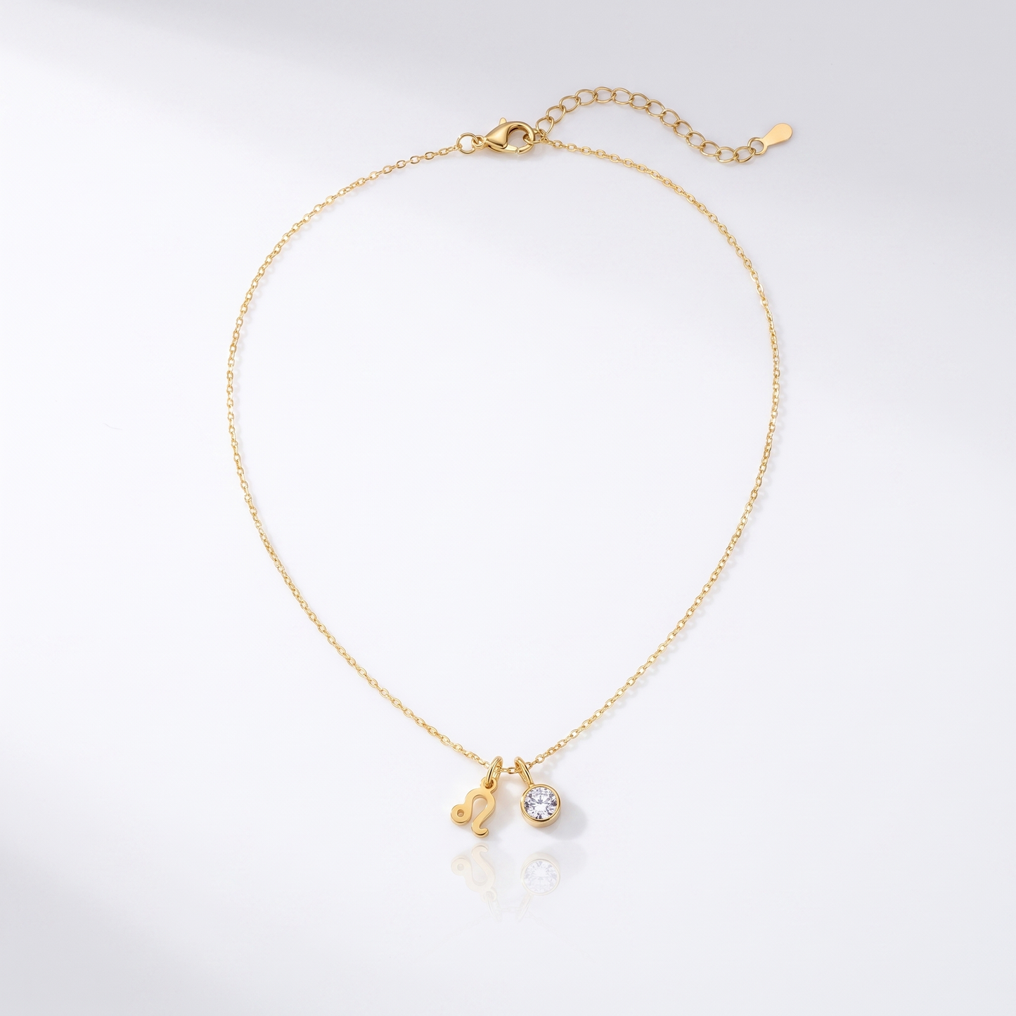 Sunoire emanco birthstone constellation double pendant diy necklace 12 zircon stainless steel birthday gift dropshipping wholesale 01 flatlay gold