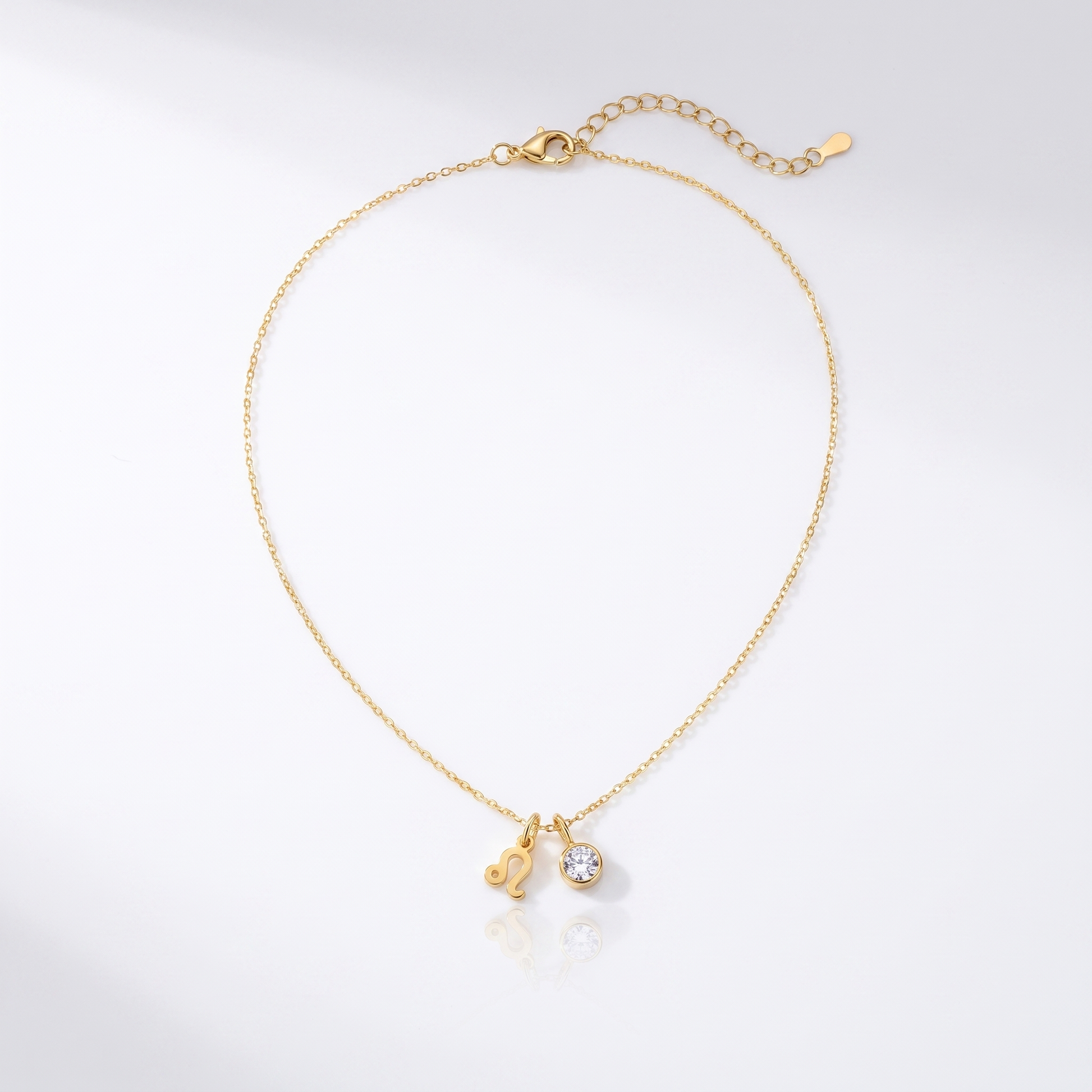 Sunoire emanco birthstone constellation double pendant diy necklace 12 zircon stainless steel birthday gift dropshipping wholesale 01 flatlay gold
