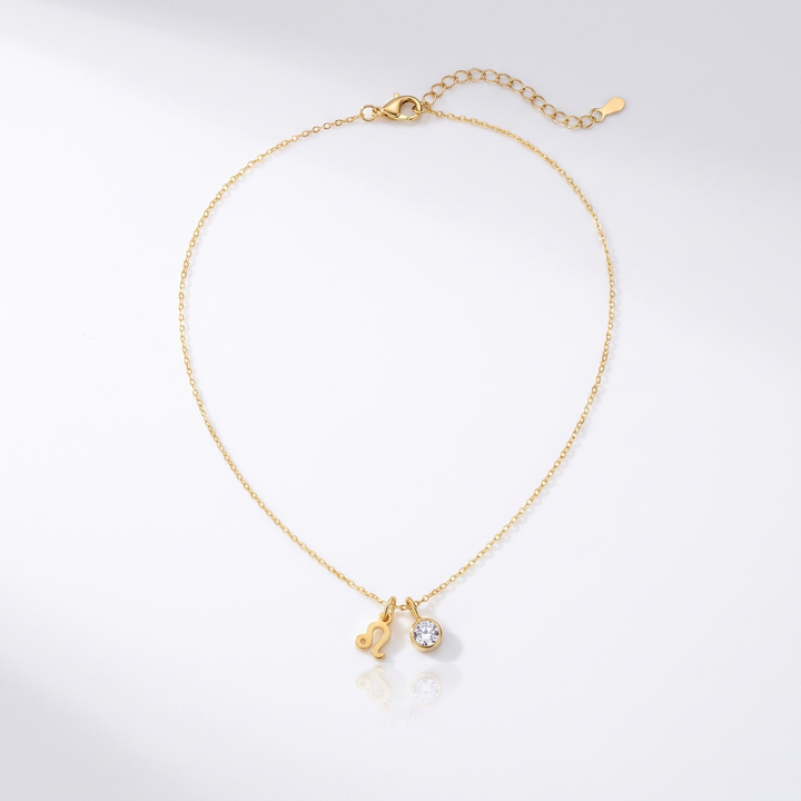 Sunoire emanco birthstone constellation double pendant diy necklace 12 zircon stainless steel birthday gift dropshipping wholesale 01 flatlay gold