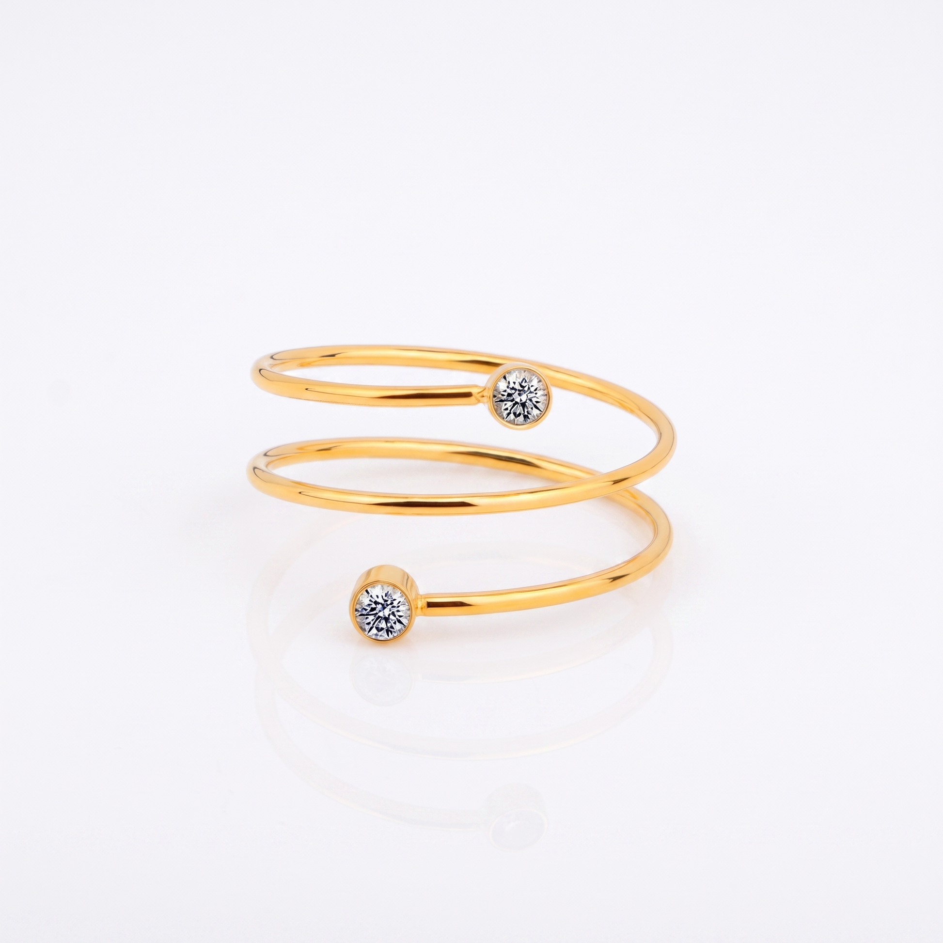 Sunoire chris april in stock 316l stainless steel layers spring spiral rings for women 01 flatlay gold