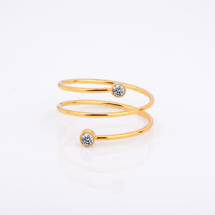 Sunoire chris april in stock 316l stainless steel layers spring spiral rings for women 01 flatlay gold