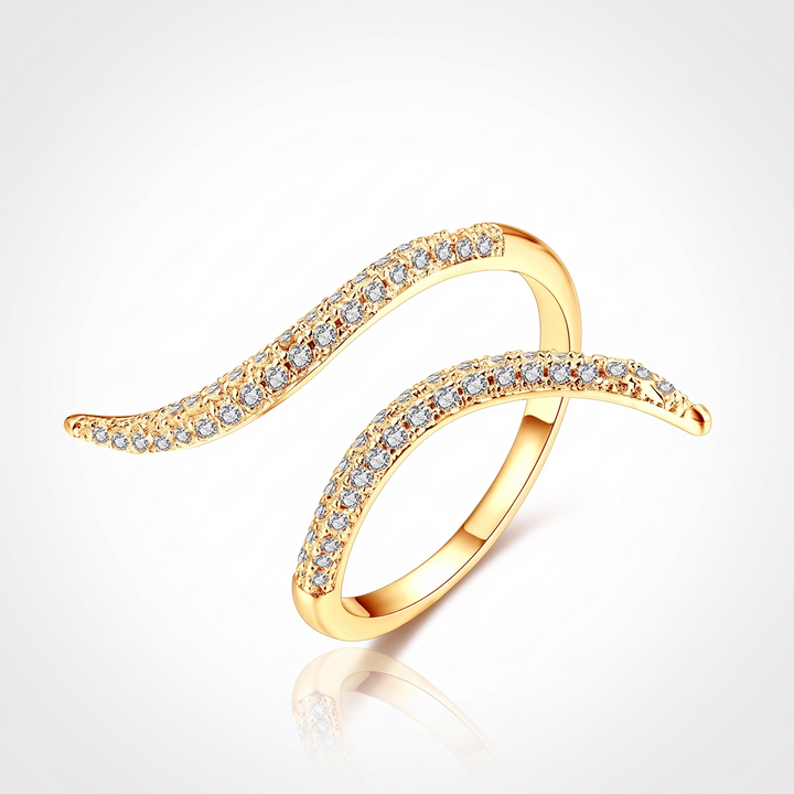 Sunoire wholesale jewelry 925 sterling silver simplicity diamond adjustable rings gold rose gose plated irregular open rings for women 01 flatlay kr0315 gold