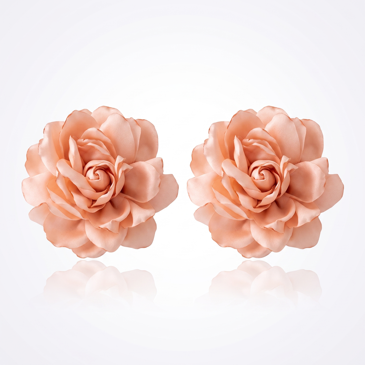 Sunoire exaggerated design big fabric flower earrings for women fashion niche artistic style simulation flower statement earrings 01 flatlay pink