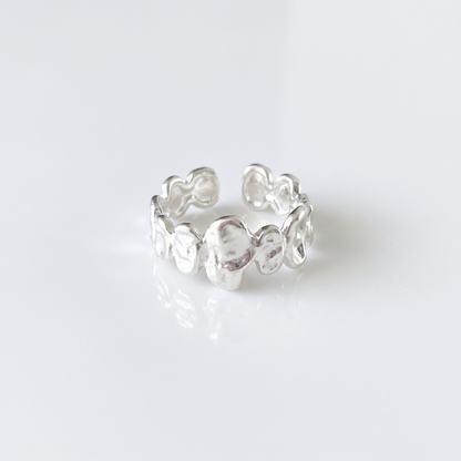 Sunoire silver open finger ring heart elegant beaded irregular stackable simple for women girl jewelry gift dropship wholesale 01 flatlay silver 1 157