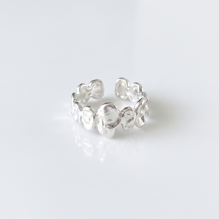 Sunoire silver open finger ring heart elegant beaded irregular stackable simple for women girl jewelry gift dropship wholesale 01 flatlay silver 1 157