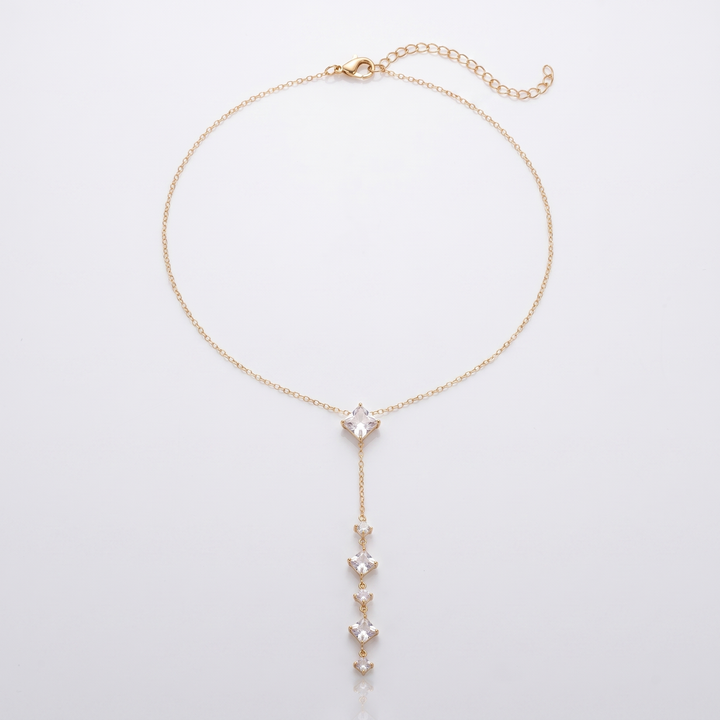 Sunoire fashion zircon stainless steel gold plated women s luxury heart moon pendant sweater necklace 01 flatlay square drop