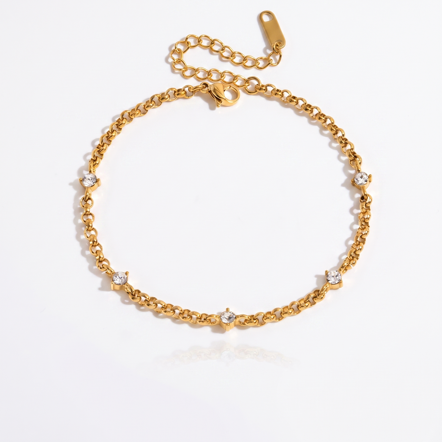 Sunoire jd women minimalist multi bracelet 18k gold round white zircon cross chain bracelet stackable jewelry gift 01 flatlay station chain