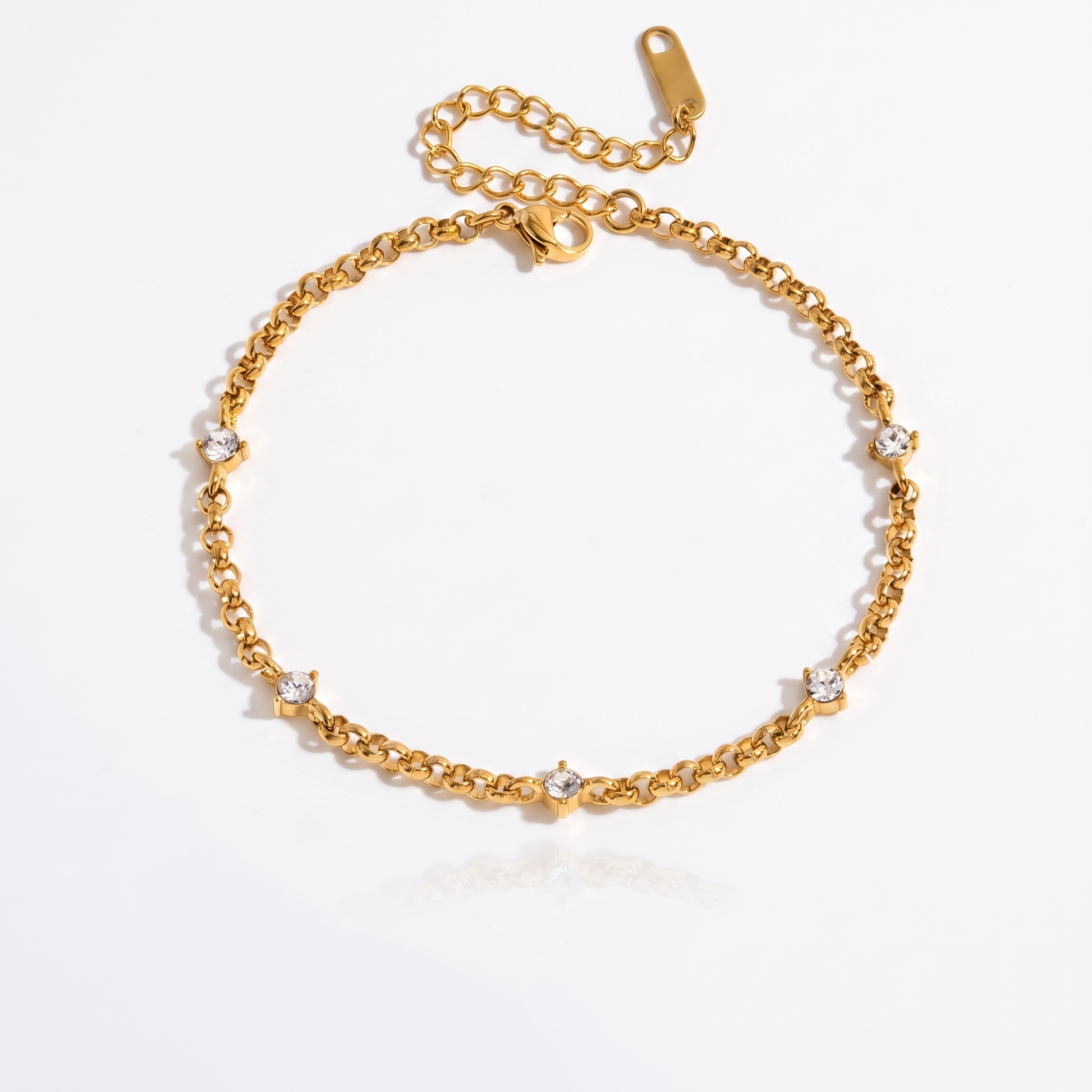 Sunoire jd women minimalist multi bracelet 18k gold round white zircon cross chain bracelet stackable jewelry gift 01 flatlay station chain