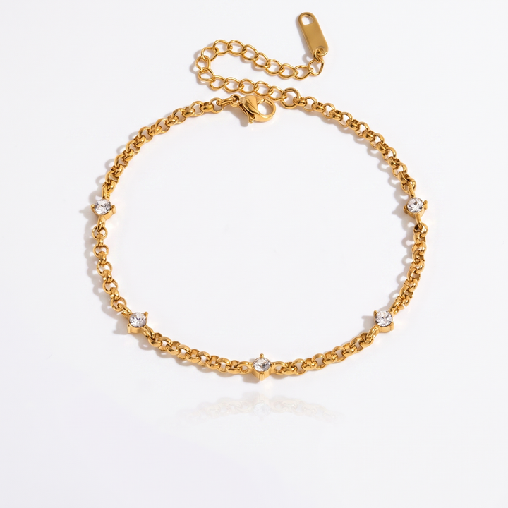 Sunoire jd women minimalist multi bracelet 18k gold round white zircon cross chain bracelet stackable jewelry gift 01 flatlay station chain