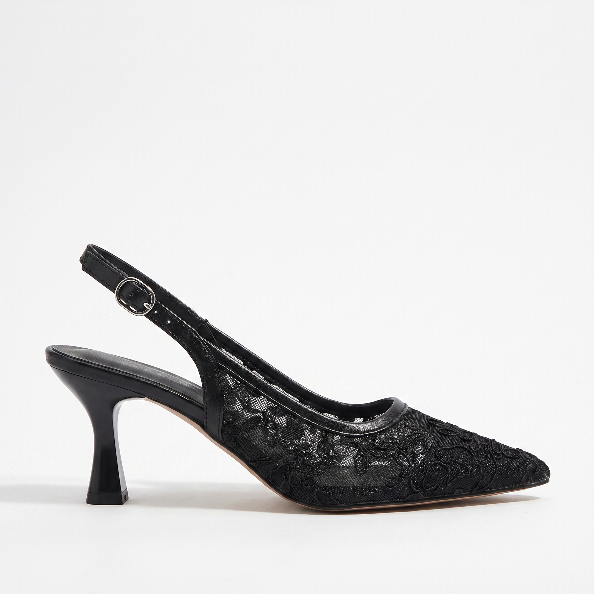 Sunoire trufox womens elegant faux leather pointed toe ultra high heel pumps slingback slip on summer autumn 01 lateral profile black