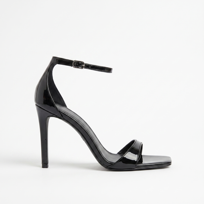 Sunoire top quality girl sexy genuine leather shoes summer fashion brand black designer high heels women 01 lateral profile black