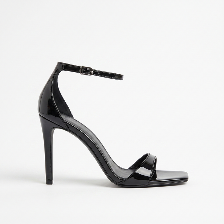 Sunoire top quality girl sexy genuine leather shoes summer fashion brand black designer high heels women 01 lateral profile black
