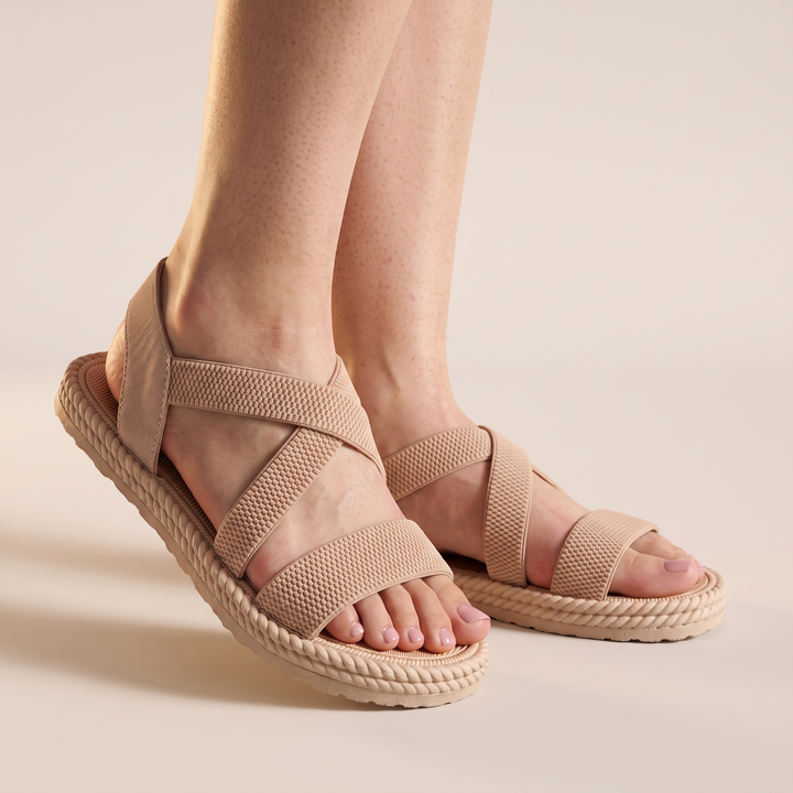 Sunoire adele women s woven sandals 01 three quarter beige