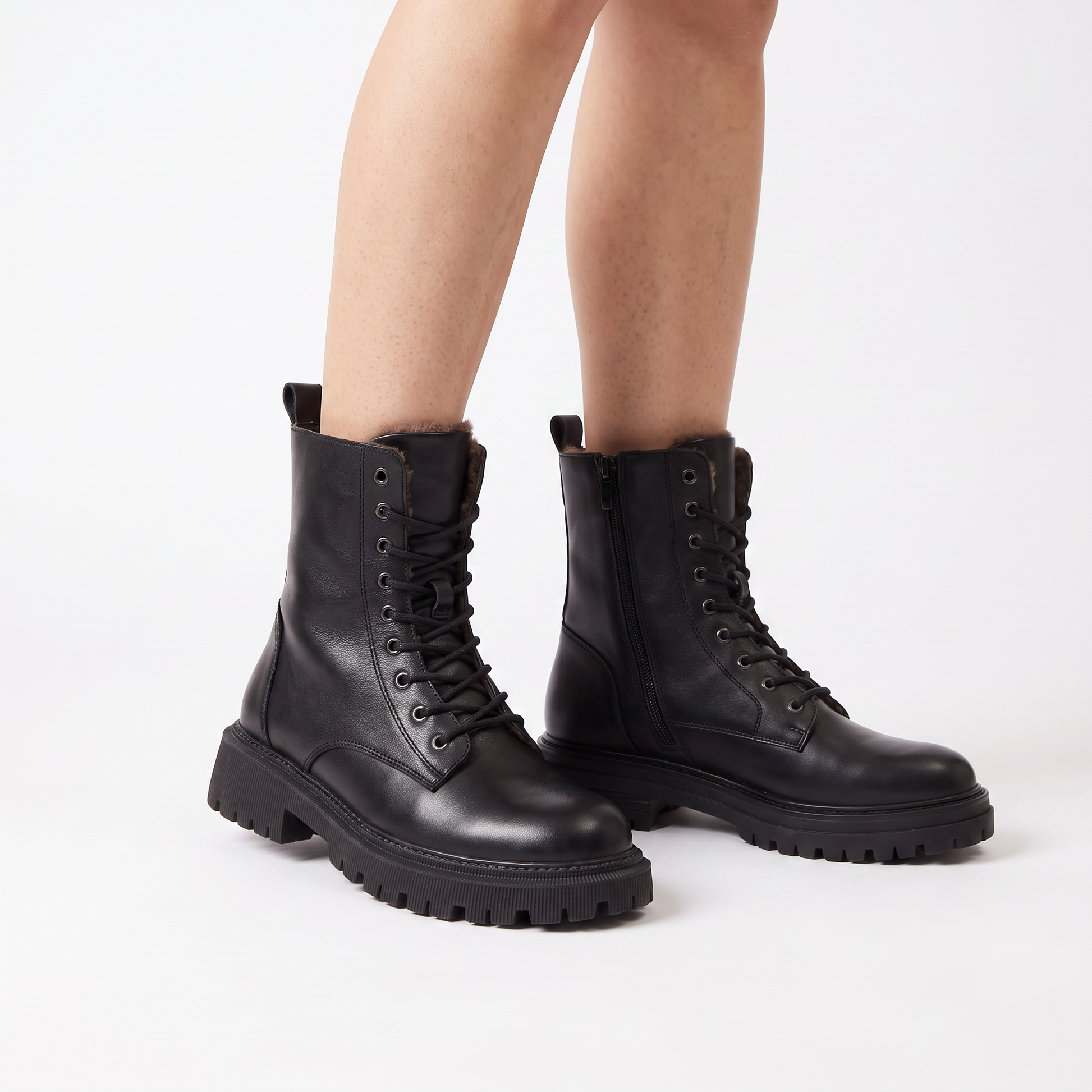Sunoire delphine winterstiefel aus schwarzem leder 01 three quarter black