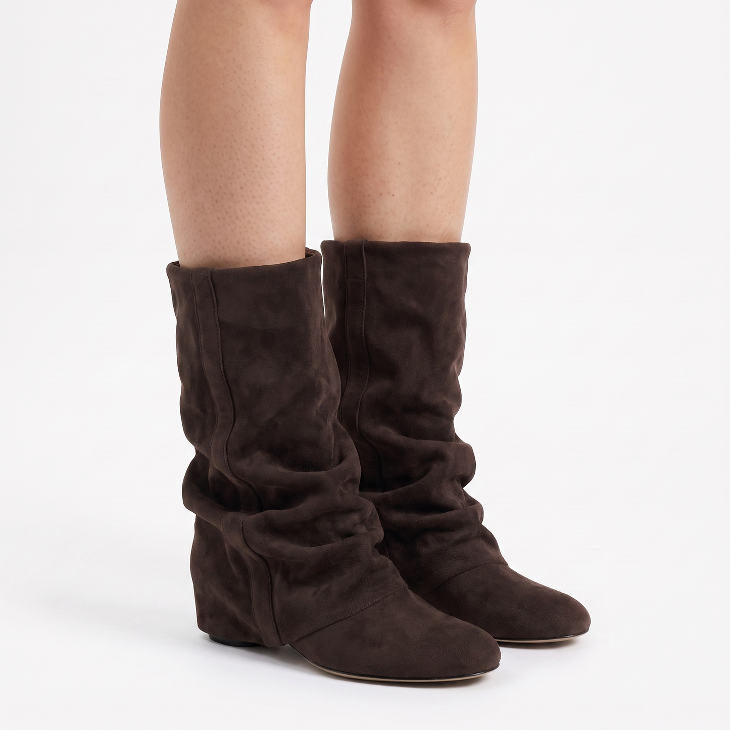 Sunoire hazel womens slouchy knee high boots rounded toe everyday fashion boots 01 three quarter dark brown