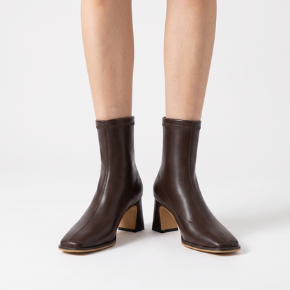 Sunoire vintage warme katoenen dames enkellaarsjes mode c9d5c6c8 02 worn hero chocolate brown