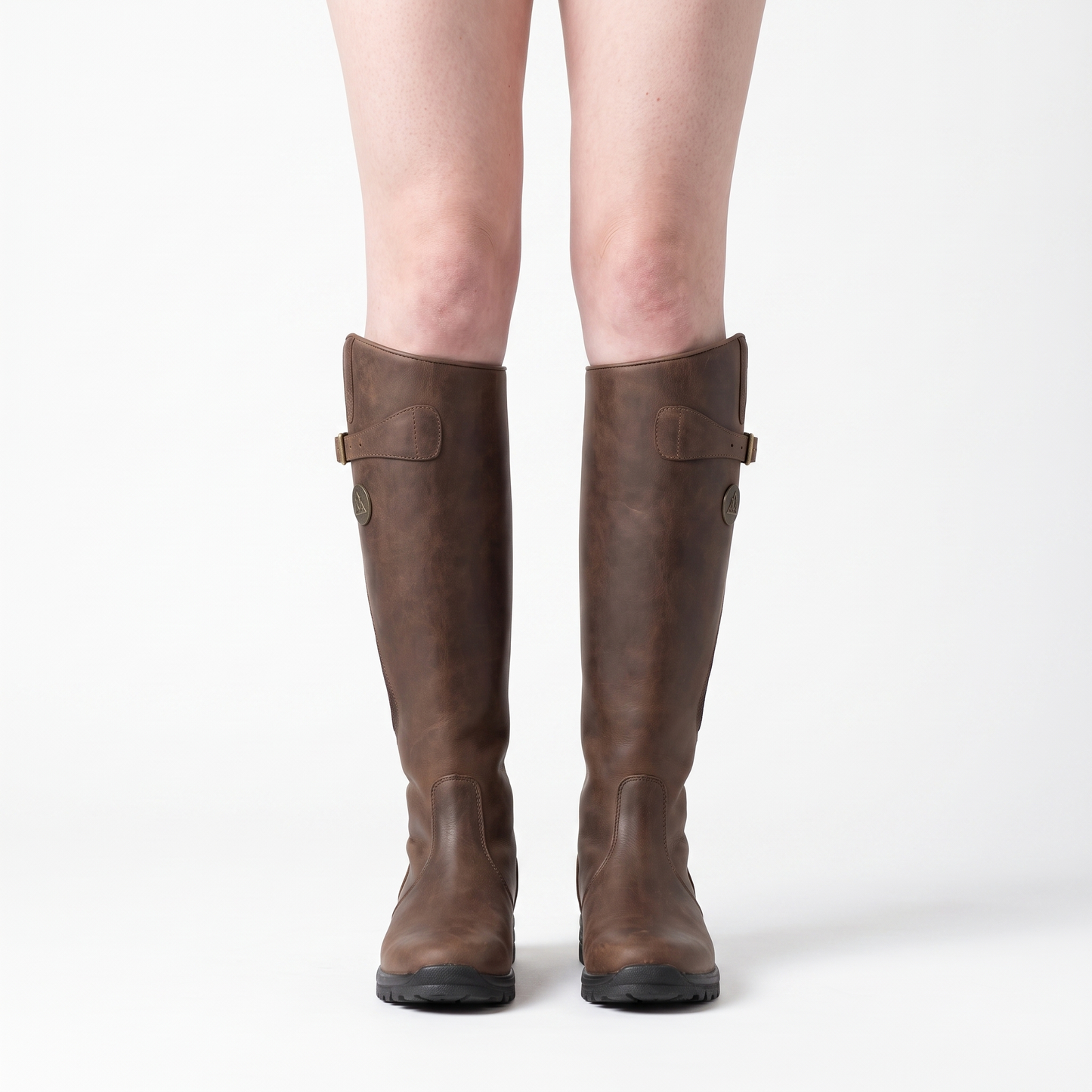 Sunoire helena orthopaedic riding leather boots with buckle strap and full length zip 02 worn hero dark brown