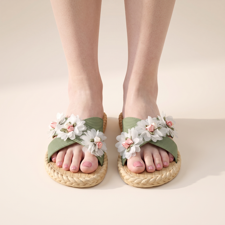 Sunoire melany green floral sandals 02 worn hero green