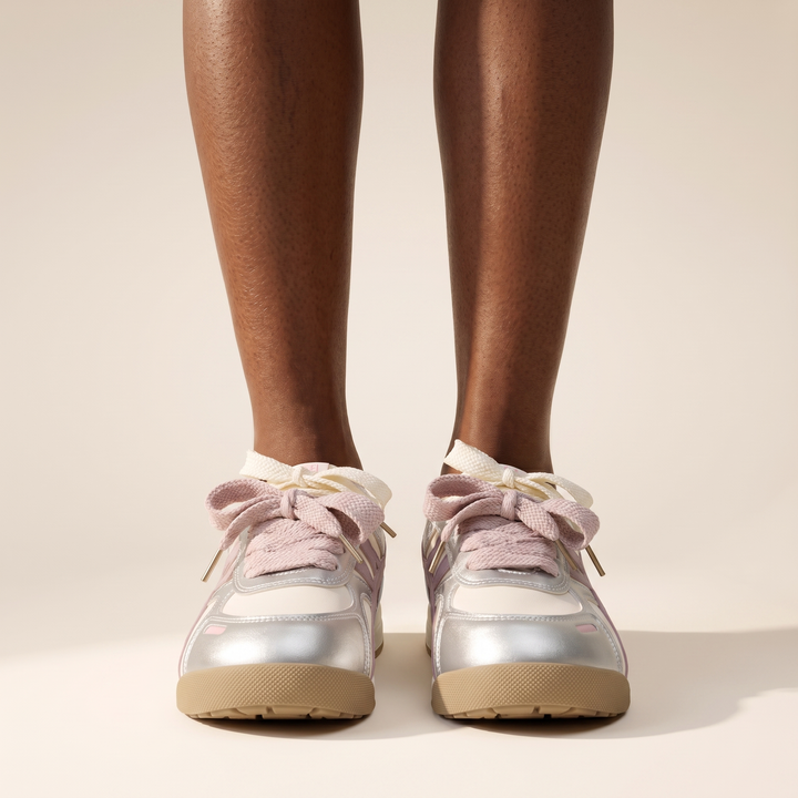 Sunoire paloma white mesh sneakers 02 worn hero pink