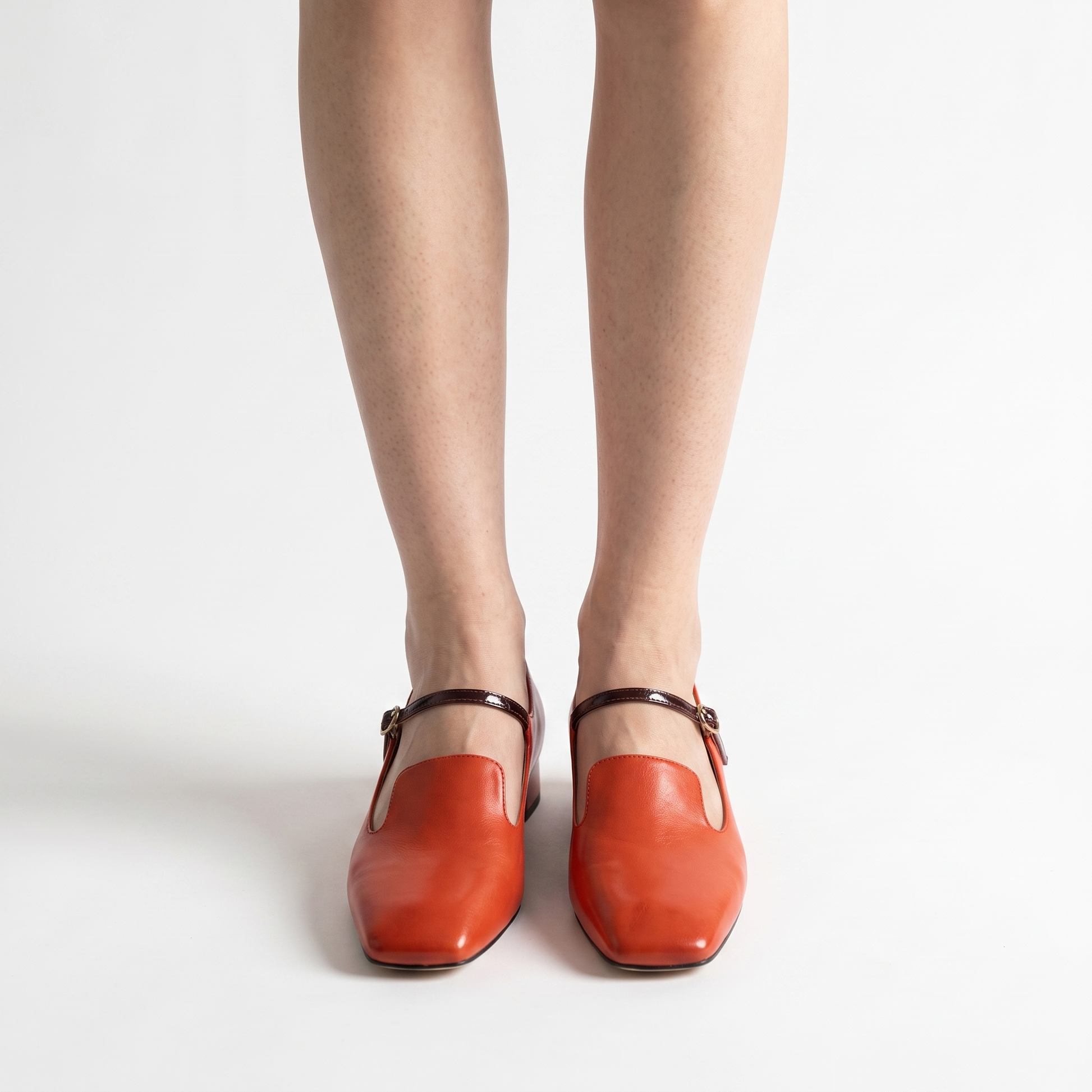Sunoire wholesale dark green pu mary jane heels loafers women square toe mixed color block heel office pumps 02 worn hero red orange