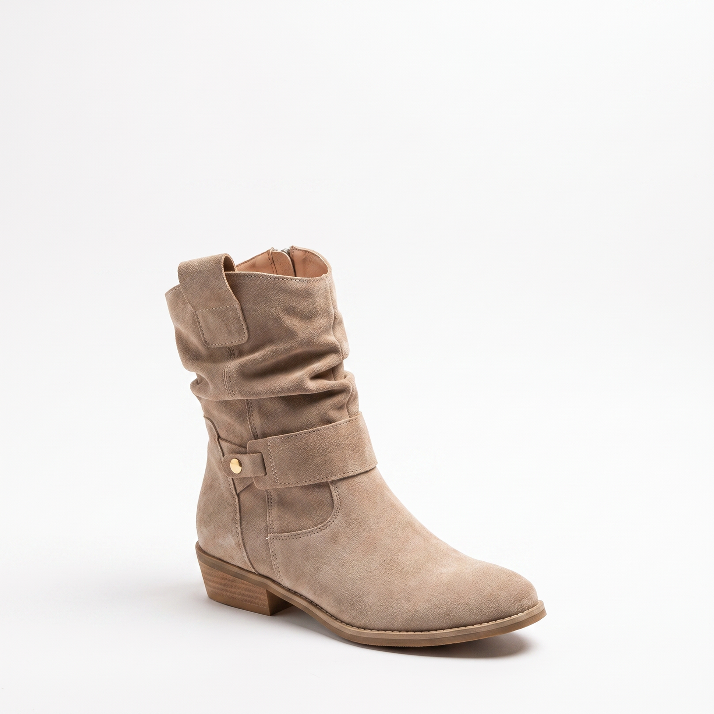 Sunoire slouchy suede boho ankle boots 03 colorway apricot