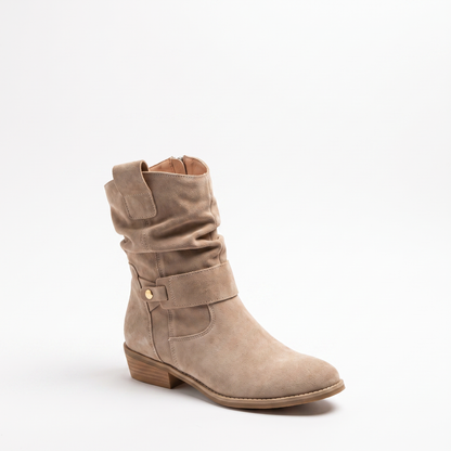 Sunoire slouchy suede boho ankle boots 03 colorway apricot
