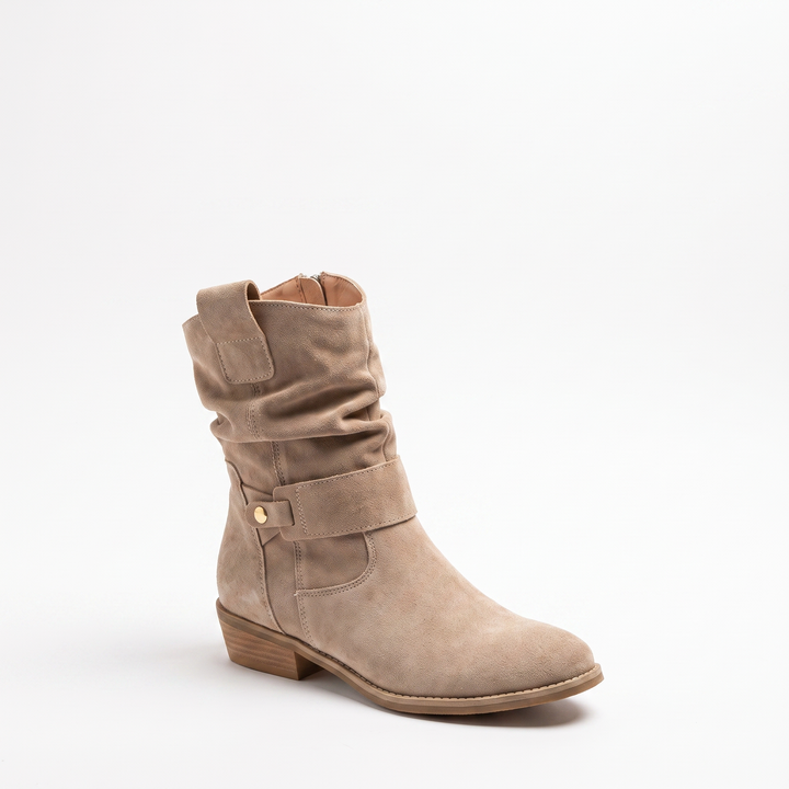 Sunoire slouchy suede boho ankle boots 03 colorway apricot