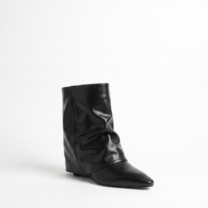 Sunoire 2025 glossy patent knee high boots women s pointed toe stiletto equestrian boots edgy high shine riding boots 03 colorway black matte