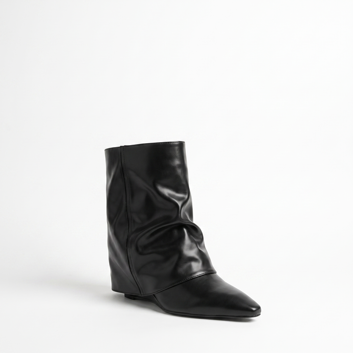Sunoire 2025 glossy patent knee high boots women s pointed toe stiletto equestrian boots edgy high shine riding boots 03 colorway black matte