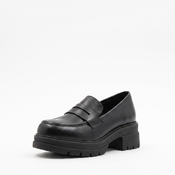 Sunoire penny loafer platform espadrille sole 03 colorway black