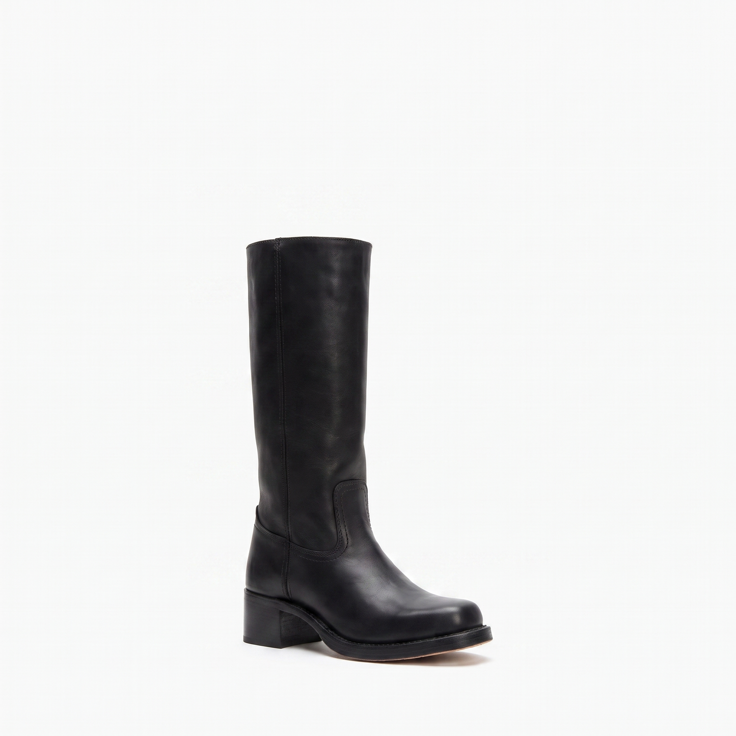 Sunoire mid calf block heel closed toe boots 03 colorway black
