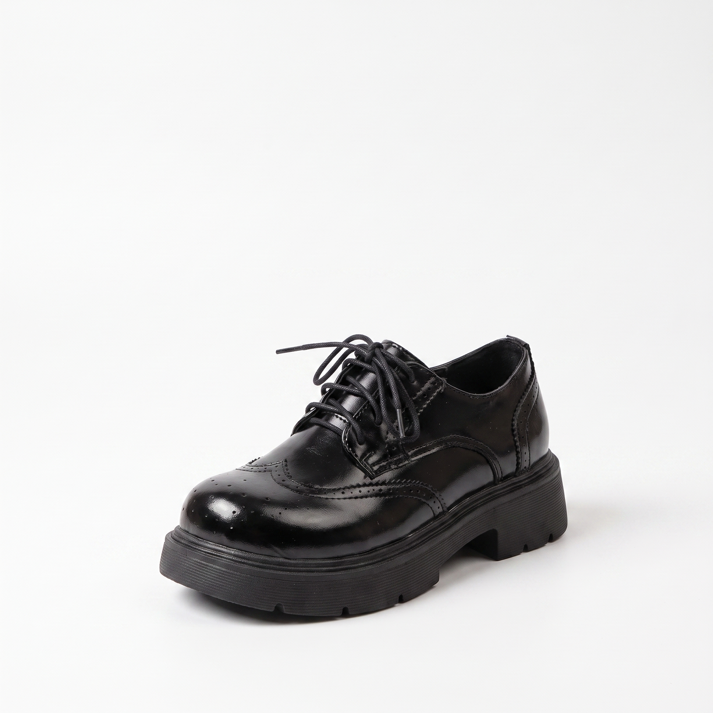 Sunoire vintage brogue platform oxford loafers 03 colorway black