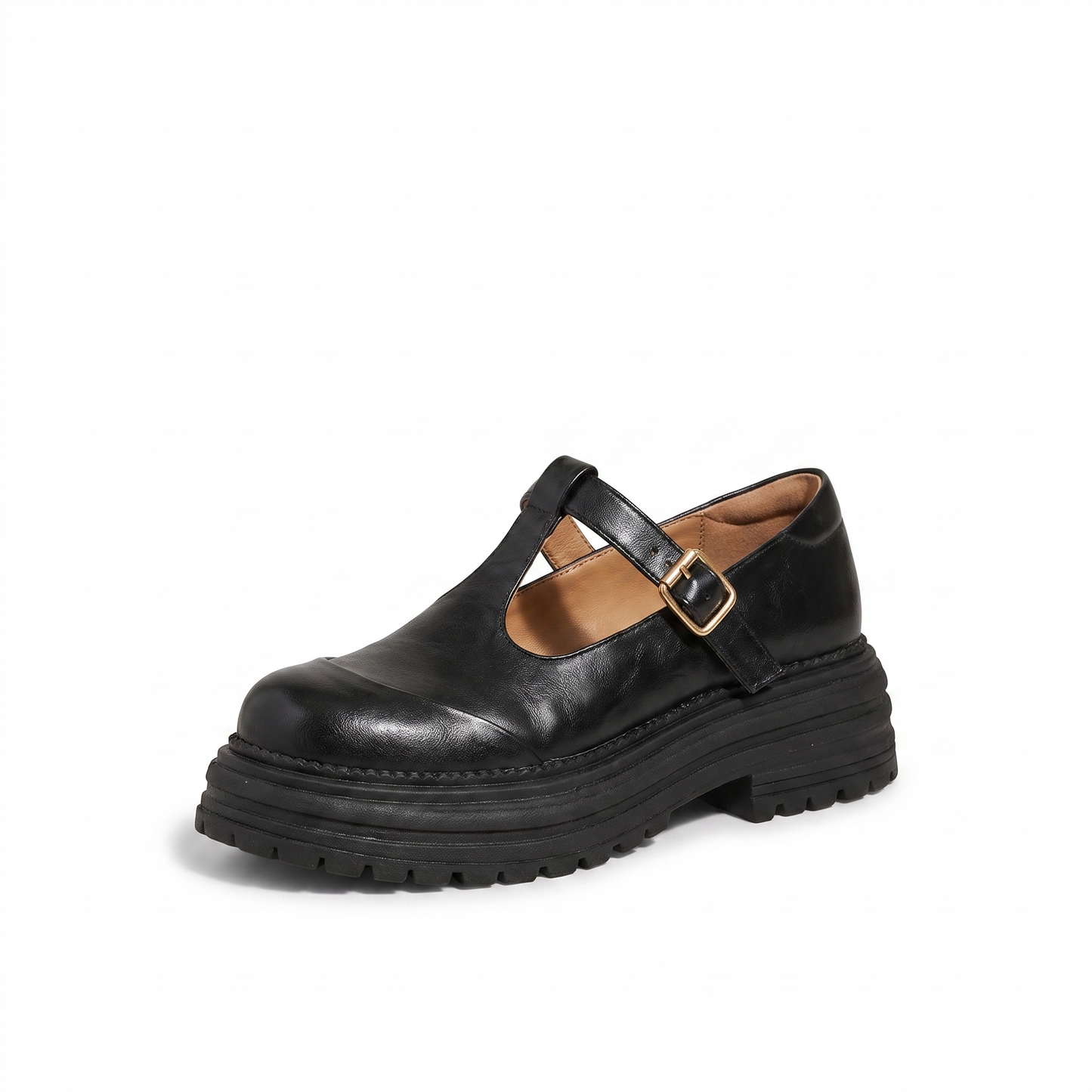 Sunoire chunky platform mary jane shoes with t bar strap 03 colorway black