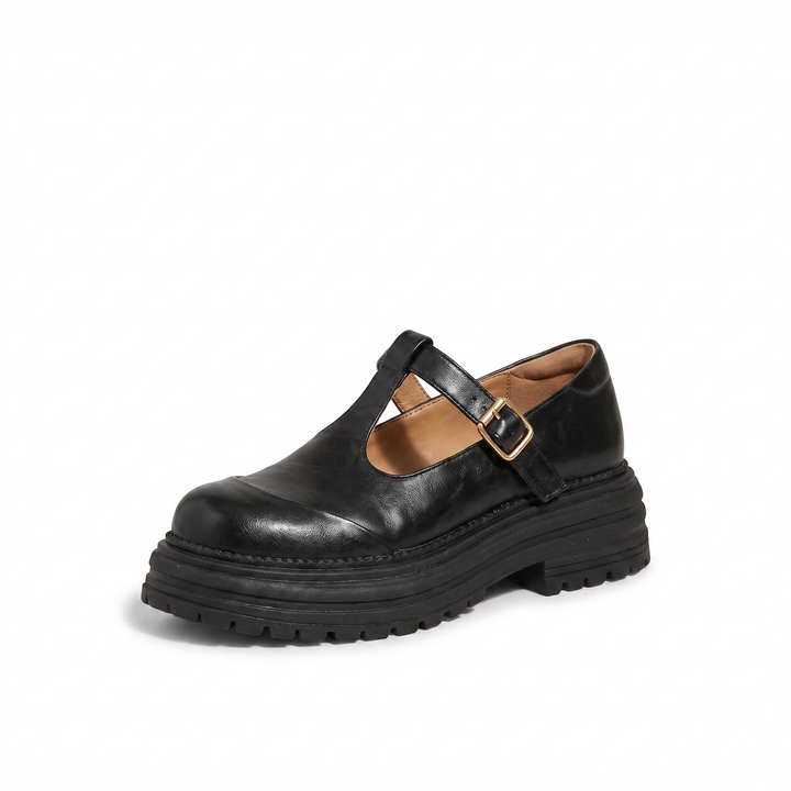 Sunoire chunky platform mary jane shoes with t bar strap 03 colorway black