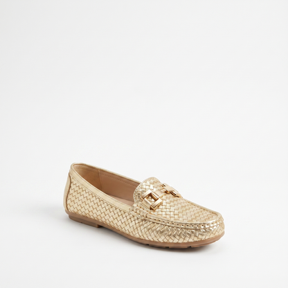 Sunoire womens loafers with textured upper for everyday wear 03 colorway golden