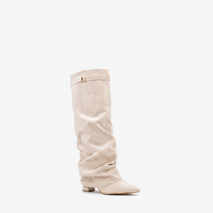 Sunoire isla womens slouch knee high boots pointed toe 03 colorway off white