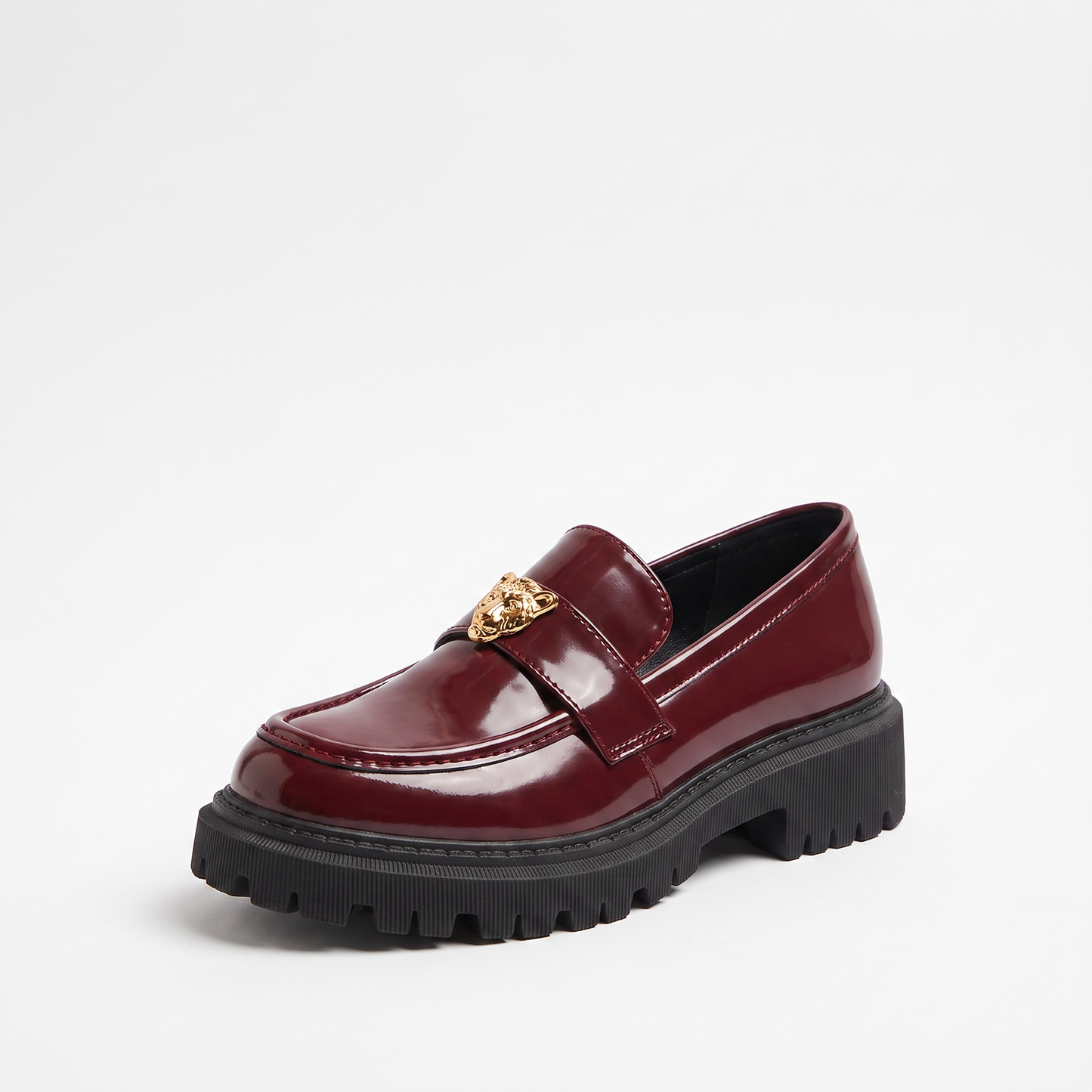 Sunoire leopard charm patent platform loafers 03 colorway wine red