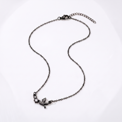 Sunoire wholesale vintage style 18k gold plated o shape chain fashion peace dove pendant necklace stainless steel jewelry for women gift 03 flatlay black