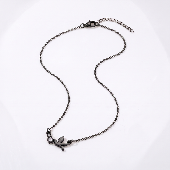 Sunoire wholesale vintage style 18k gold plated o shape chain fashion peace dove pendant necklace stainless steel jewelry for women gift 03 flatlay black
