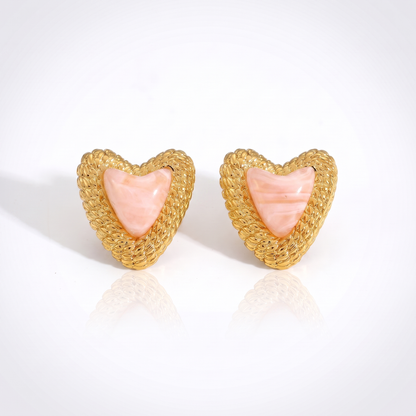 Sunoire european and american women 18k high quality gold earrings creative irregular pendant leaf earring fashion personalized jewelry 03 flatlay coral