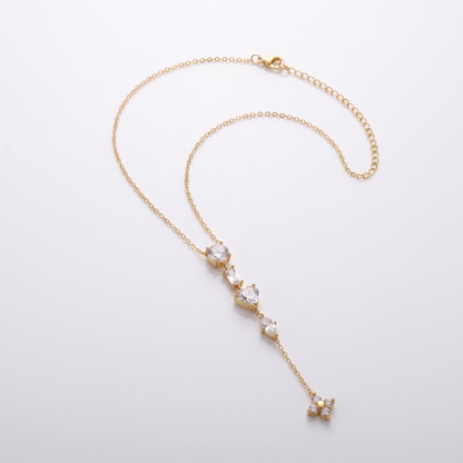 Sunoire fashion zircon stainless steel gold plated women s luxury heart moon pendant sweater necklace 03 flatlay heart drop
