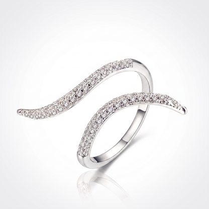 Sunoire wholesale jewelry 925 sterling silver simplicity diamond adjustable rings gold rose gose plated irregular open rings for women 03 flatlay kr0315 silver